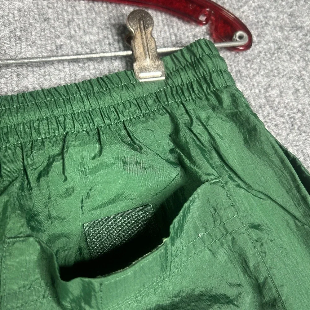 Vintage 90's Reebok Nylon‎ Track Pants Size Medium Green Logo Embroidered